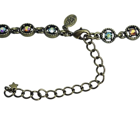 Kirks Folly Brass Tone And Multi Colored AB Rhinestone Bib Necklace (5995) - Picture 7 of 9